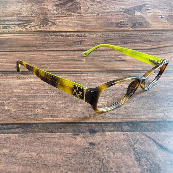 Coach Sunglasses Women's Brown Tortoise Lime Green HC6001 Emily 57mm - Picture 2 of 9